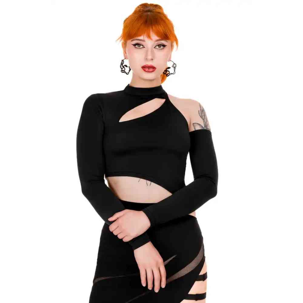 Restyle - Asymmetric Crop top - Zwart